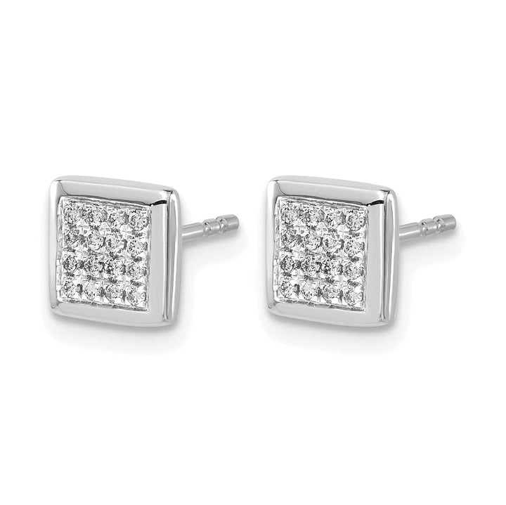Lovely Rita's Earrings 14k White Gold 1/8 CT Diamond Cluster Square Design Post Earrings
