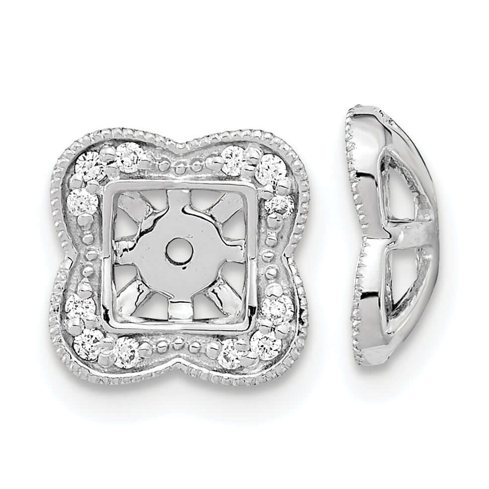 Lovely Rita's Earrings 14k White Gold 1/8 CT Diamond Fancy Square Earring Jackets