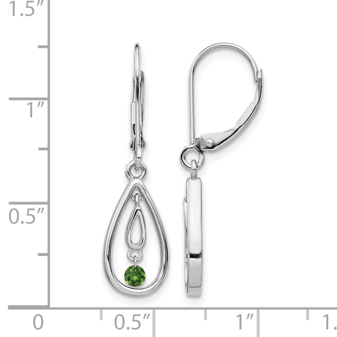 Lovely Rita's Earrings 14k White Gold 1/8 CT Green Diamond Teardrop Leverback Earrings
