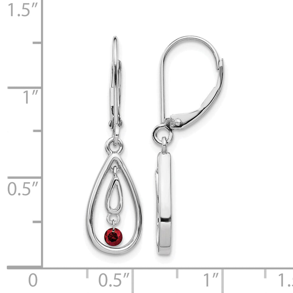 Lovely Rita's Earrings 14k White Gold 1/8 CT Red Diamond Teardrop Leverback Earrings