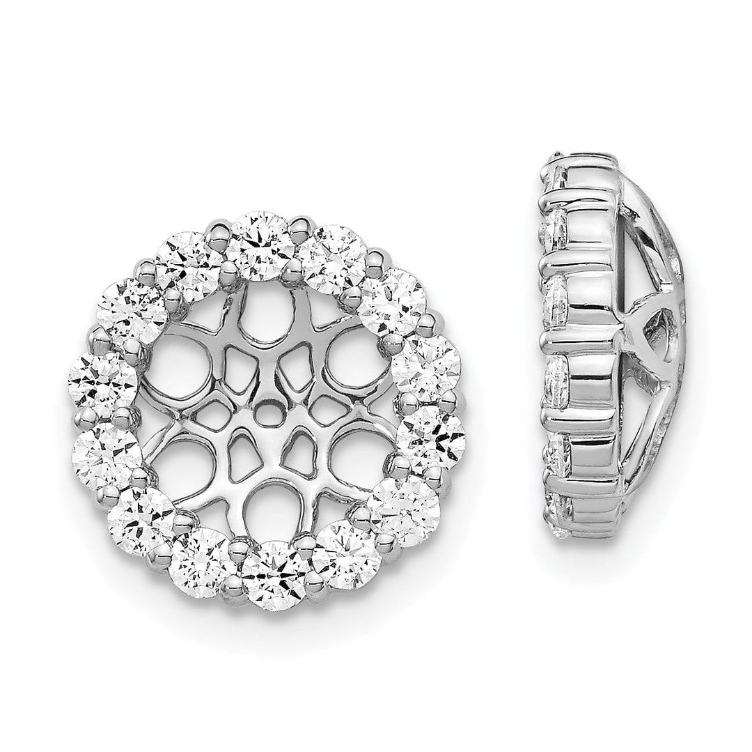 Lovely Rita's Earrings 14k White Gold 1 CT Diamond Circle Cluster Earring Jackets