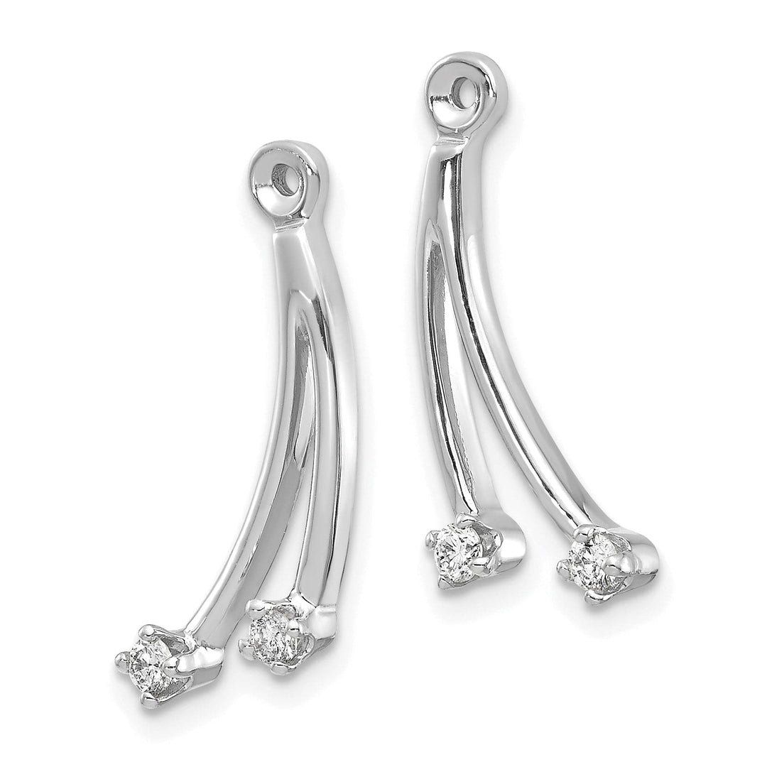 Lovely Rita's Earrings 14k White Gold 2-Stone Dangle 1/8 CT I1 Diamond Earring Jackets