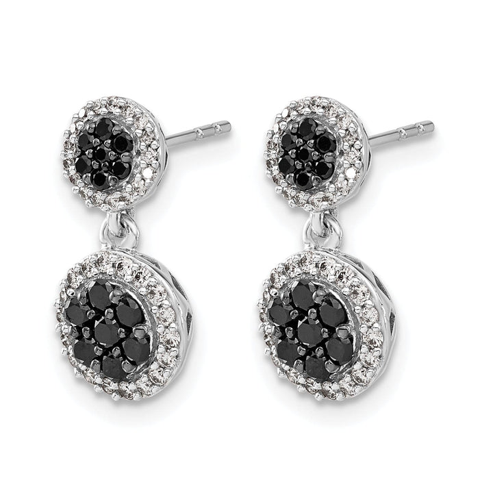 Lovely Rita's Earrings 14k White Gold 3/4 CT Black/White Diamond Cluster Dangle Post Earrings
