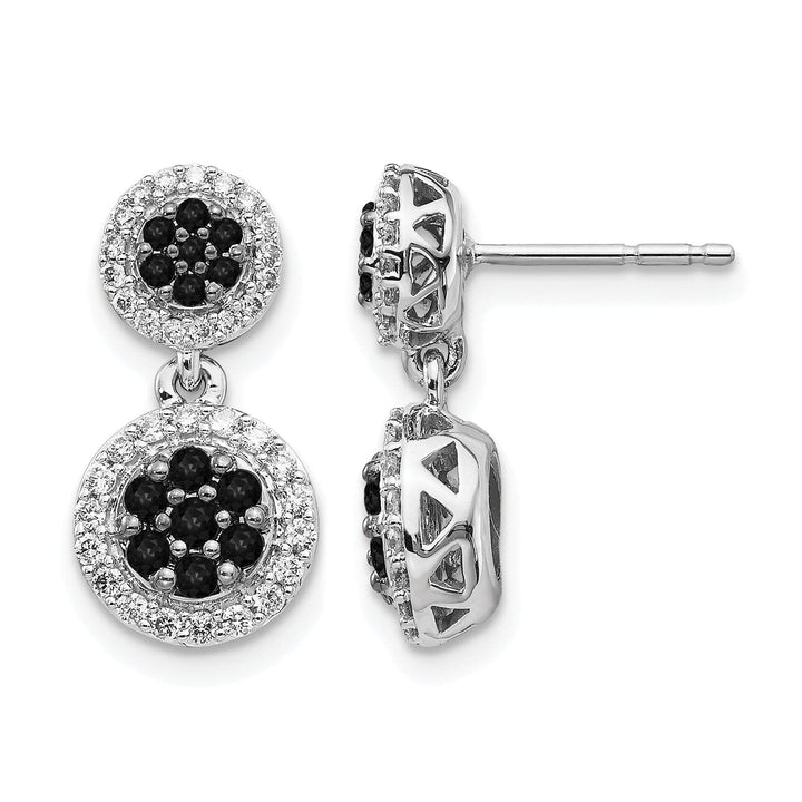 Lovely Rita's Earrings 14k White Gold 3/4 CT Black/White Diamond Cluster Dangle Post Earrings
