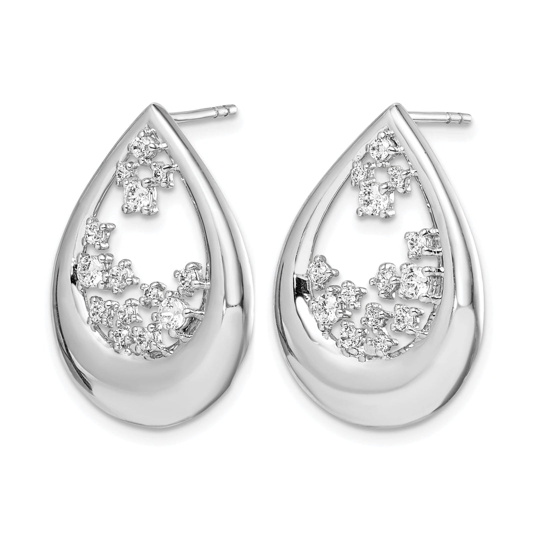 Lovely Rita's Earrings 14k White Gold 3/4 CT Diamond Teardrop Fancy Post Earrings