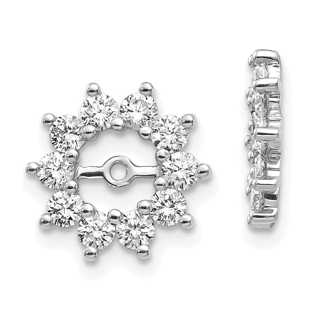 Lovely Rita's Earrings 14k White Gold 3/4 CT I1 Diamond Cluster Fancy Earring Jackets