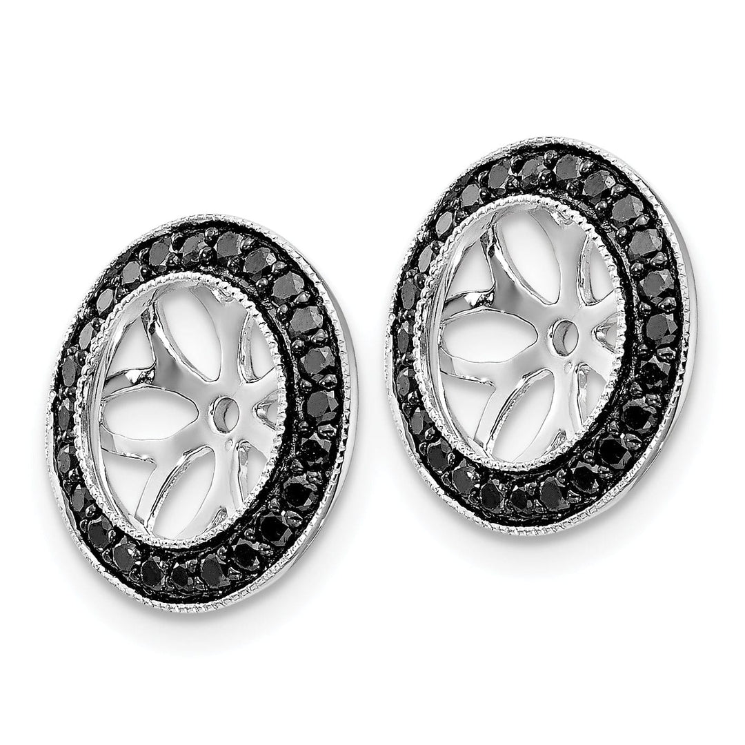 Lovely Rita's Earrings 14k White Gold 3/8 CT Black Diamond Circle Earring Jackets