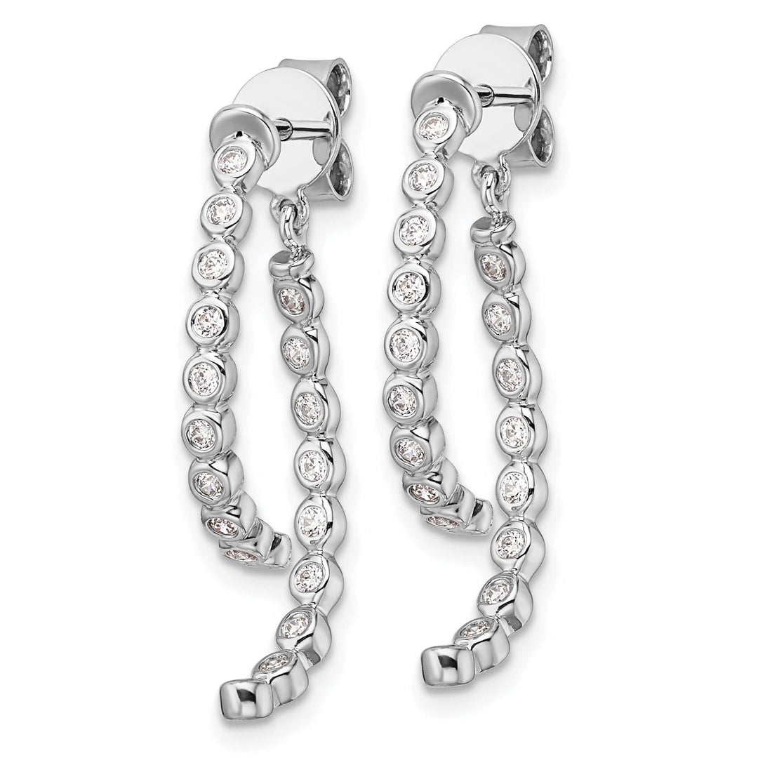 Lovely Rita's Earrings 14K White Gold 3/8 CT Diamond Bezel Front and Back Dangle Earrings