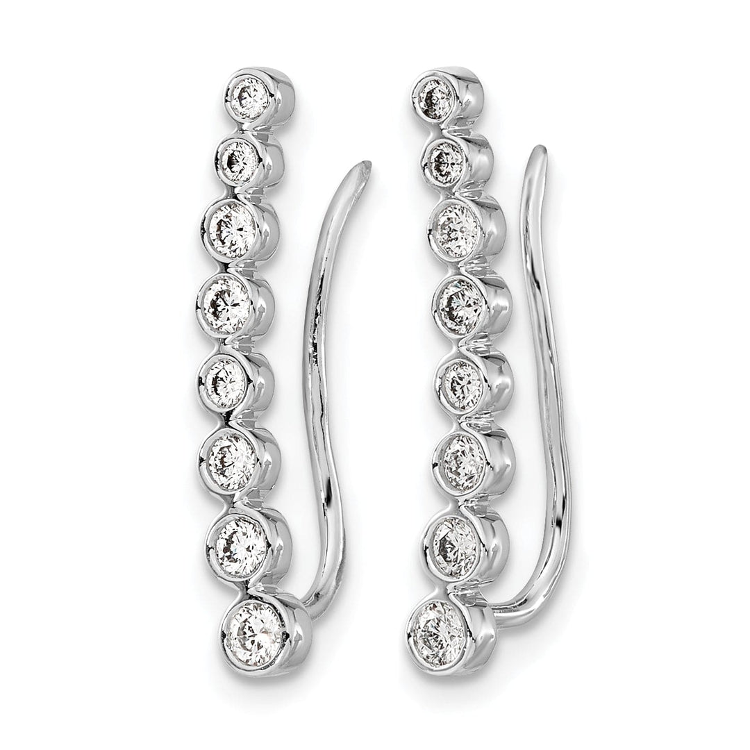 Lovely Rita's Earrings 14k White Gold 3/8 CT Diamond Bezel Graduated Ear Climber Earrings