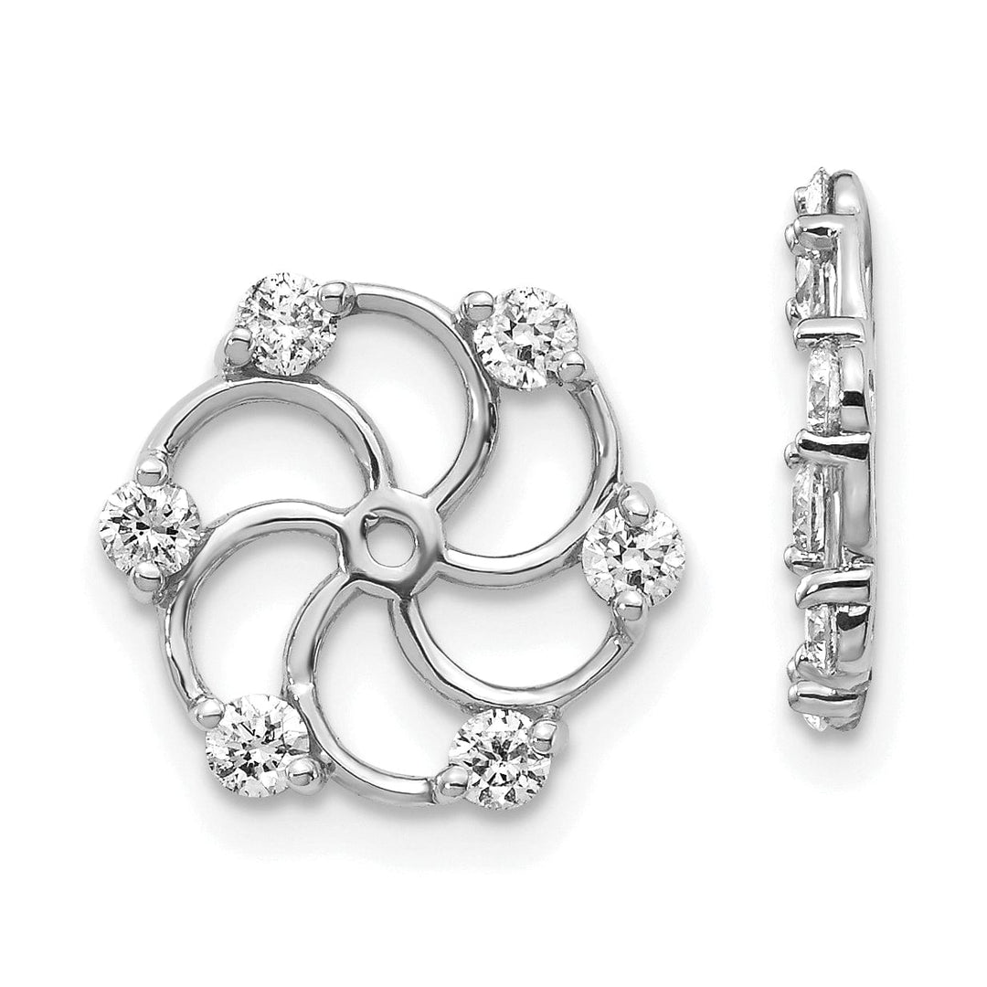 Lovely Rita's Earrings 14k White Gold 3/8 CT I1 Diamond Swirl Design Earring Jackets