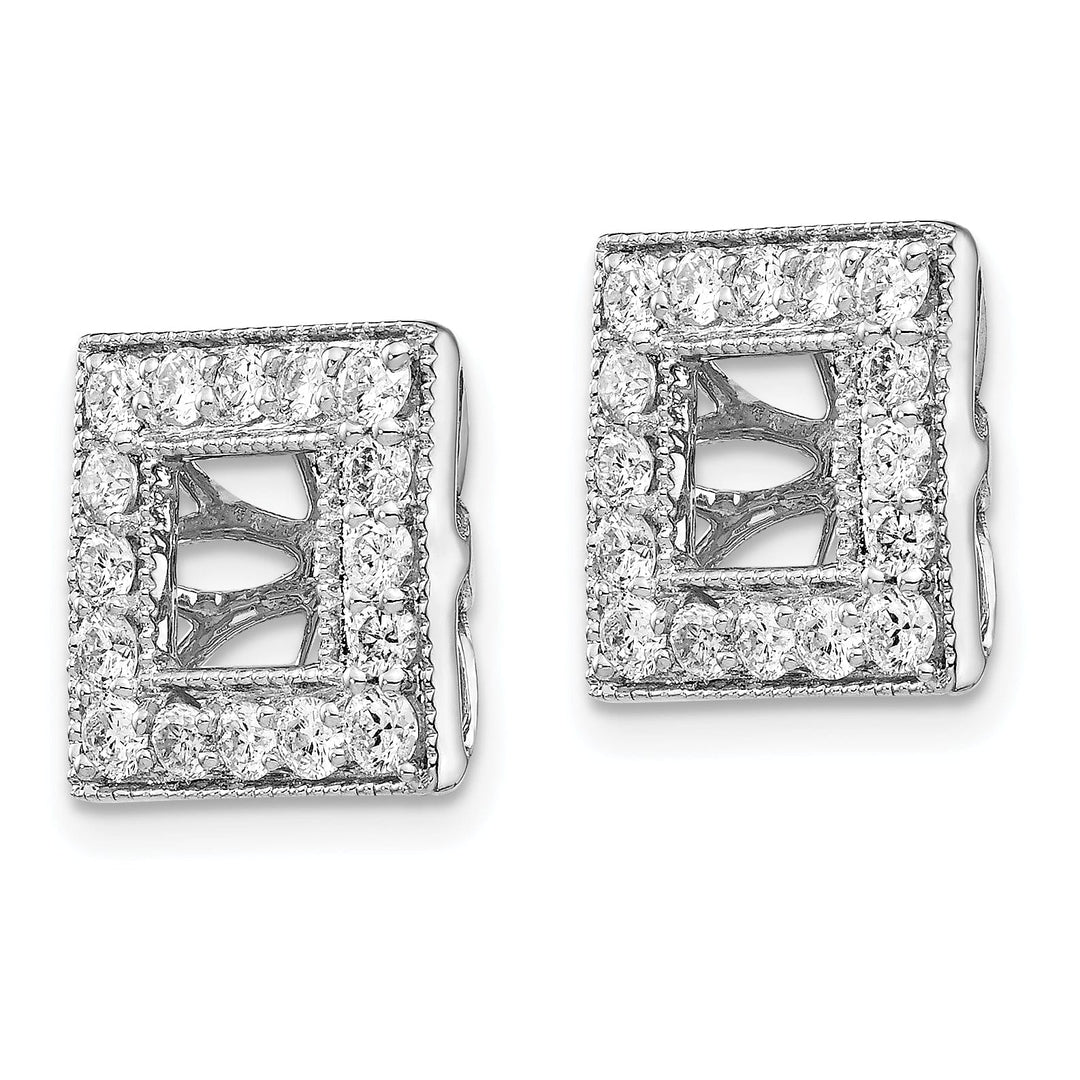 Lovely Rita's Earrings 14k White Gold 7/8 CT Diamond Square Earring Jackets