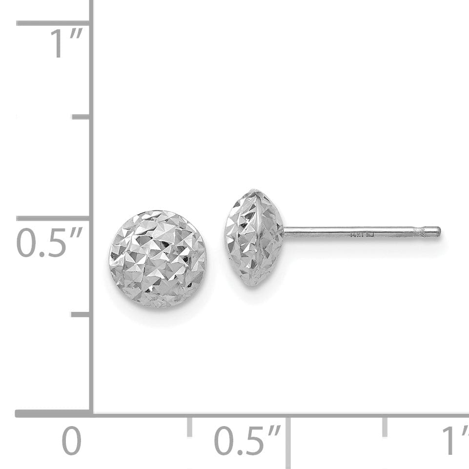 Lovely Rita's Earrings 14K White Gold Artistic Polished 6mm Button Post Earrings