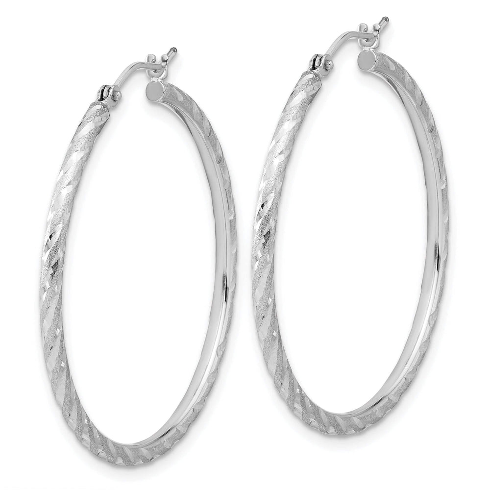 Lovely Rita's Earrings 14K White Gold Bold Diamond-Cut Satin 35mm Twist Tube Hoop Earrings