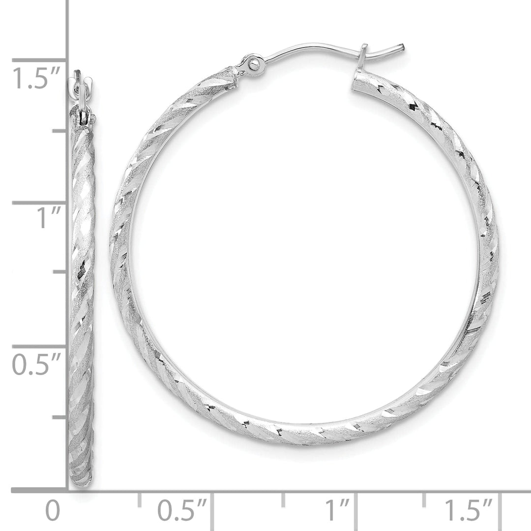 Lovely Rita's Earrings 14K White Gold Bold Diamond-Cut Satin 35mm Twist Tube Hoop Earrings