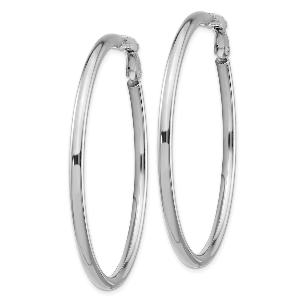 Lovely Rita's Earrings 14K White Gold Bold Polished 52mm Round Tube Omega Hoops