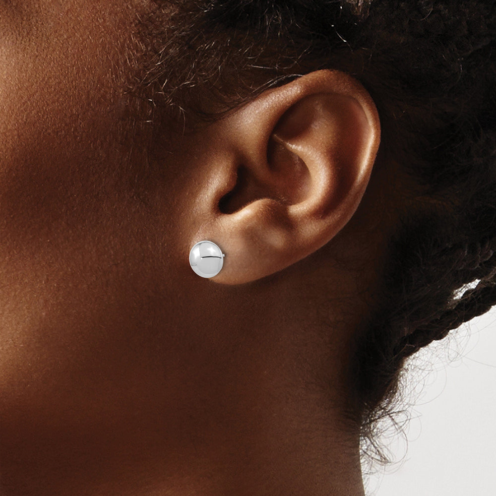 Lovely Rita's Earrings 14K White Gold Bold Polished 8mm Button Post Earrings