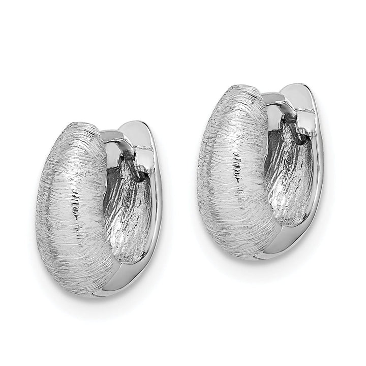 Lovely Rita's Earrings 14K White Gold Bold Textured 11.2mm Hinged Hoop Earrings