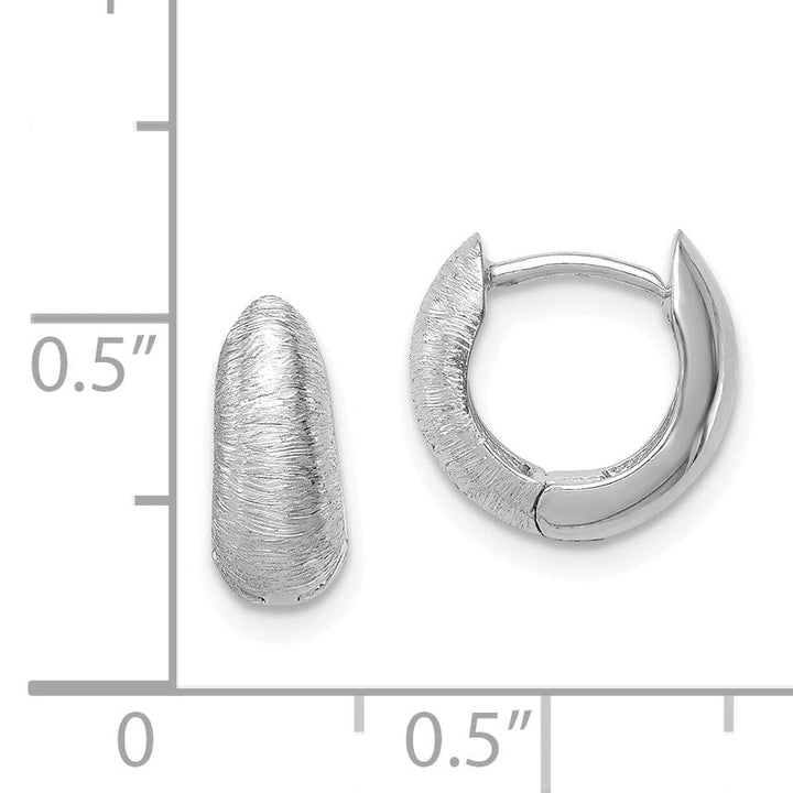 Lovely Rita's Earrings 14K White Gold Bold Textured 11.2mm Hinged Hoop Earrings