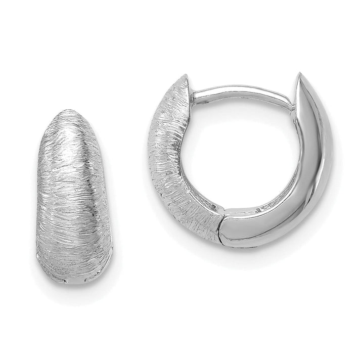 Lovely Rita's Earrings 14K White Gold Bold Textured 11.2mm Hinged Hoop Earrings