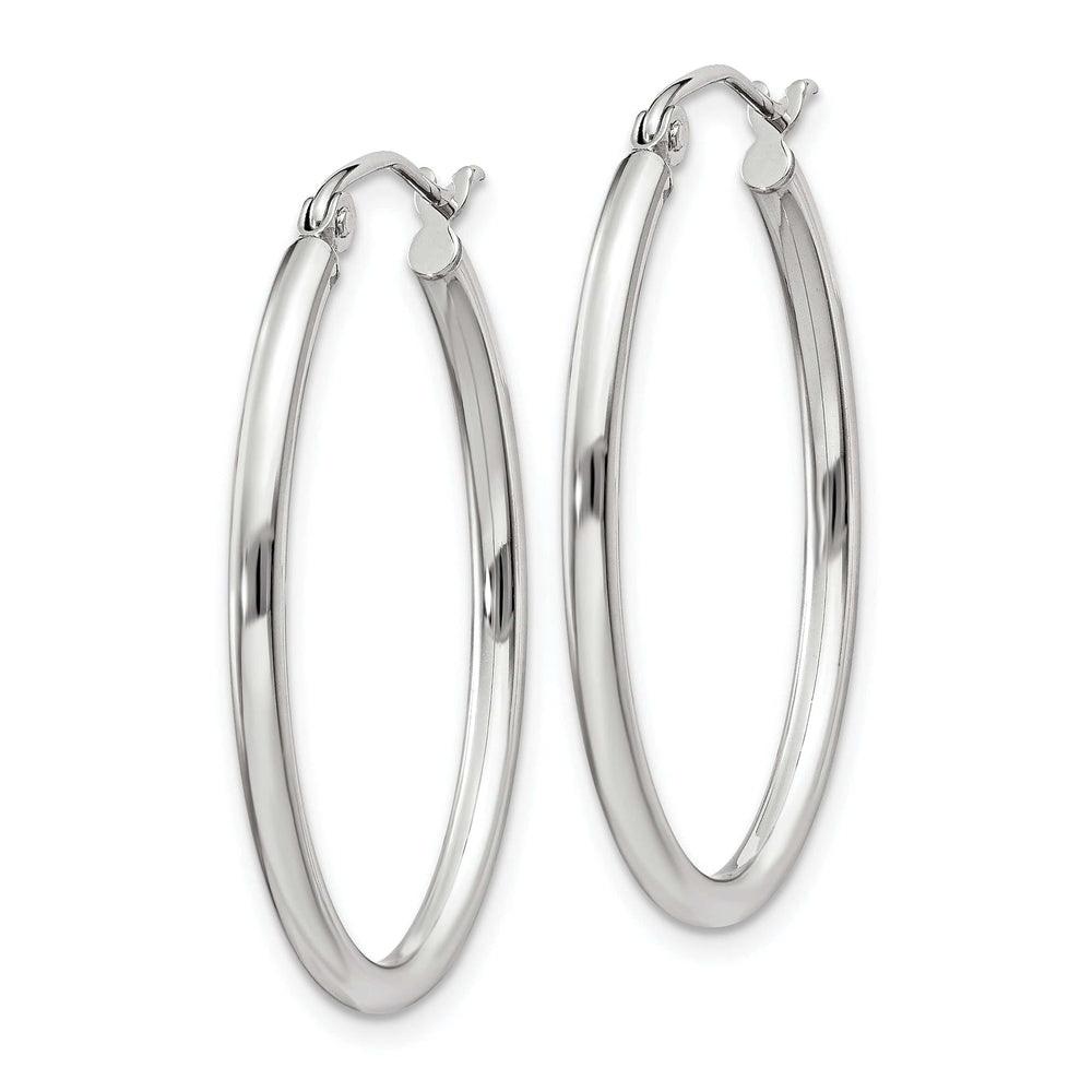 Lovely Rita's Earrings 14K White Gold Brilliant Polished 21 mm Oval Tube Hoop Earrings