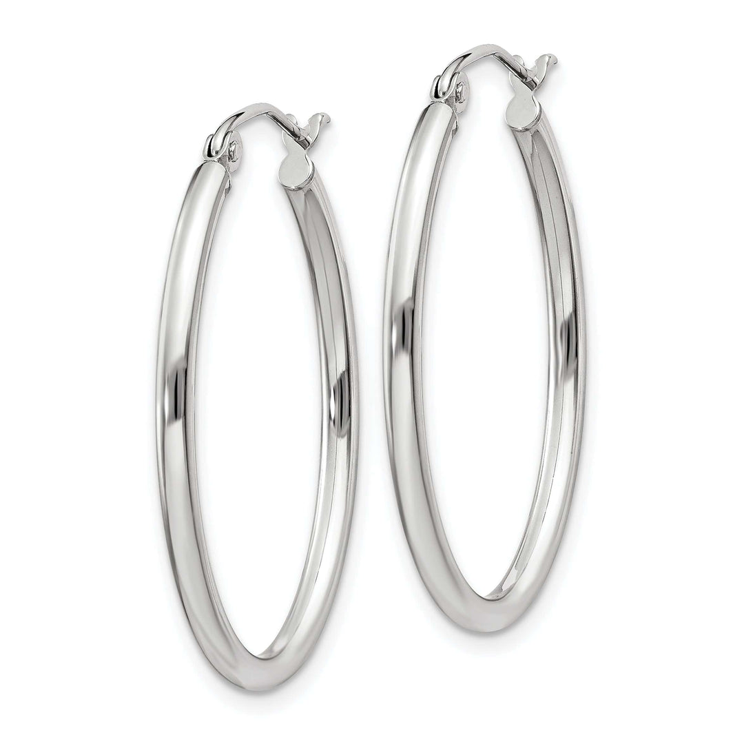 Lovely Rita's Earrings 14K White Gold Brilliant Polished 21 mm Oval Tube Hoop Earrings