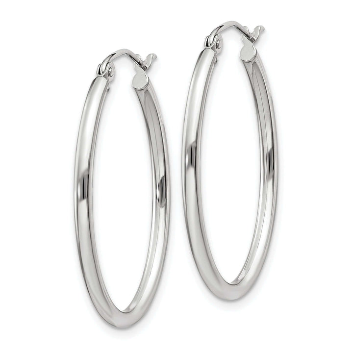 Lovely Rita's Earrings 14K White Gold Brilliant Polished 21 mm Oval Tube Hoop Earrings