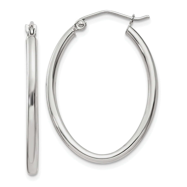 Lovely Rita's Earrings 14K White Gold Brilliant Polished 21 mm Oval Tube Hoop Earrings