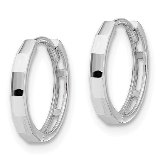 Lovely Rita's Earrings 14K White Gold Charming Polished 13.1mm and Hinged Hoop Earrings