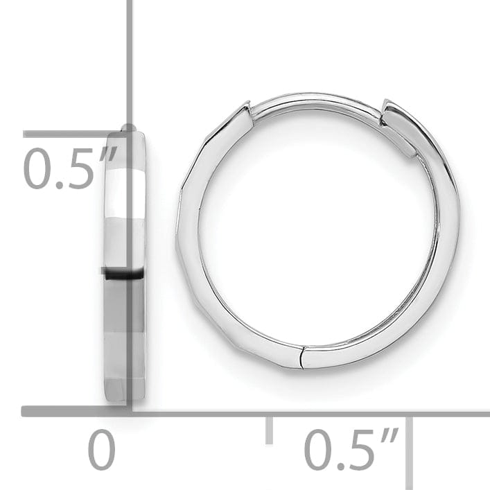 Lovely Rita's Earrings 14K White Gold Charming Polished 13.1mm and Hinged Hoop Earrings