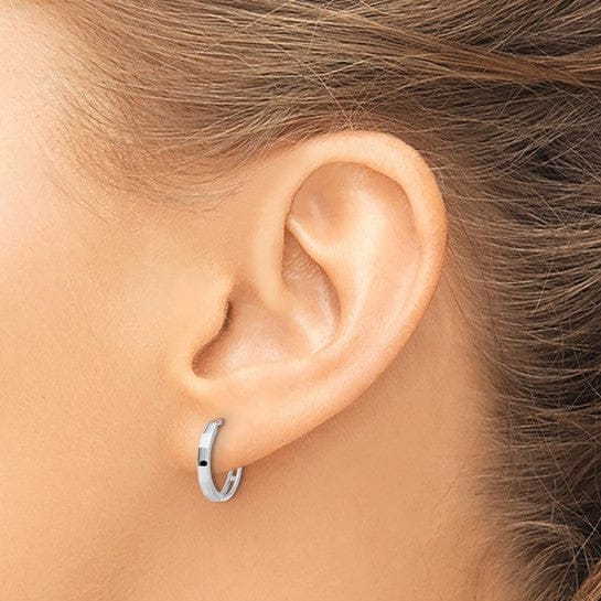 Lovely Rita's Earrings 14K White Gold Charming Polished 13.1mm and Hinged Hoop Earrings