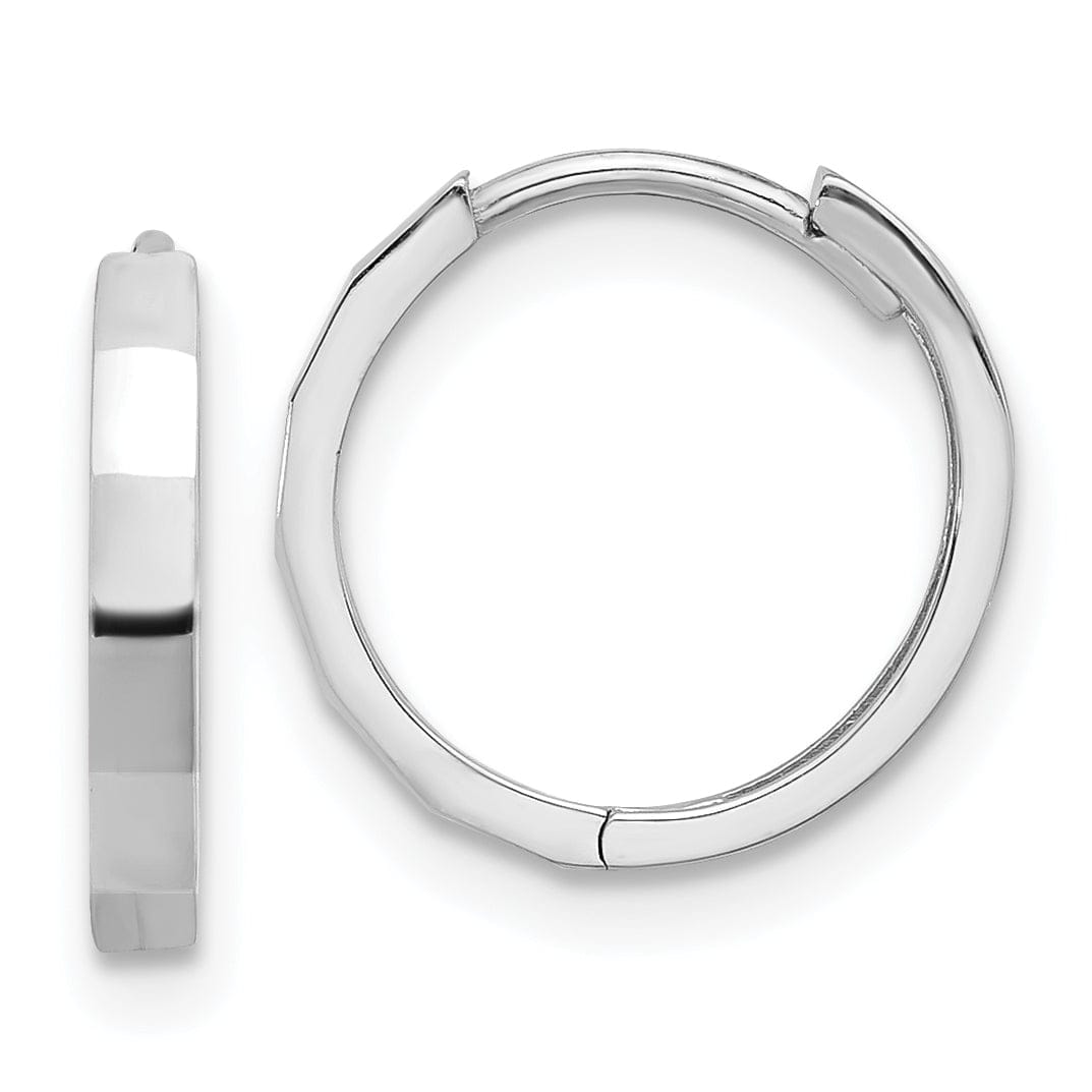 Lovely Rita's Earrings 14K White Gold Charming Polished 13.1mm and Hinged Hoop Earrings