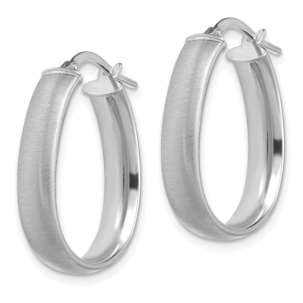 Lovely Rita's Earrings 14K White Gold Chic Brushed 18.25 mm Oval Tube Hoop Earrings