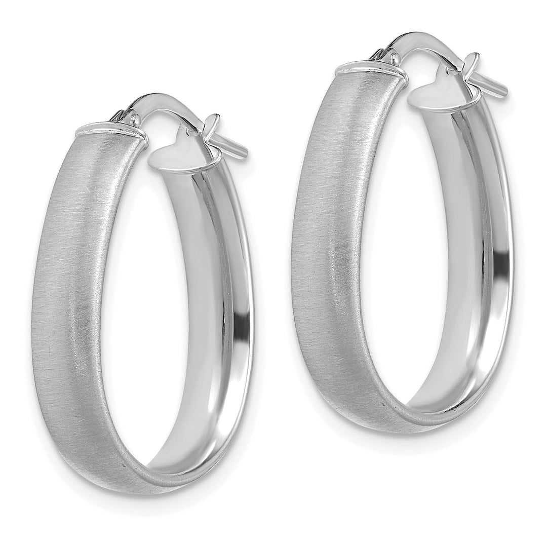 Lovely Rita's Earrings 14K White Gold Chic Brushed 18.25 mm Oval Tube Hoop Earrings