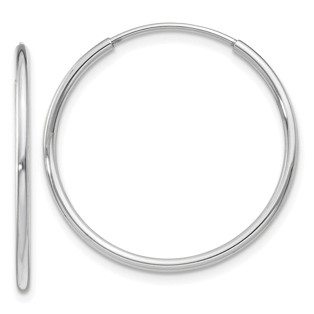 Lovely Rita's Earrings 14K White Gold Chic Polished 1.2mm x 25mm Endless Hoop Earrings
