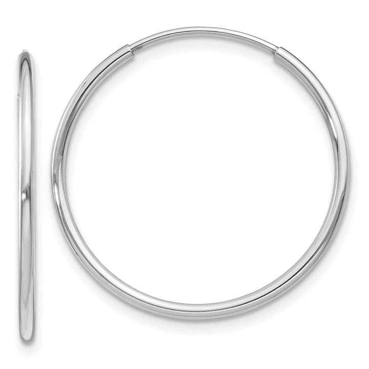 Lovely Rita's Earrings 14K White Gold Chic Polished 1.2mm x 25mm Endless Hoop Earrings