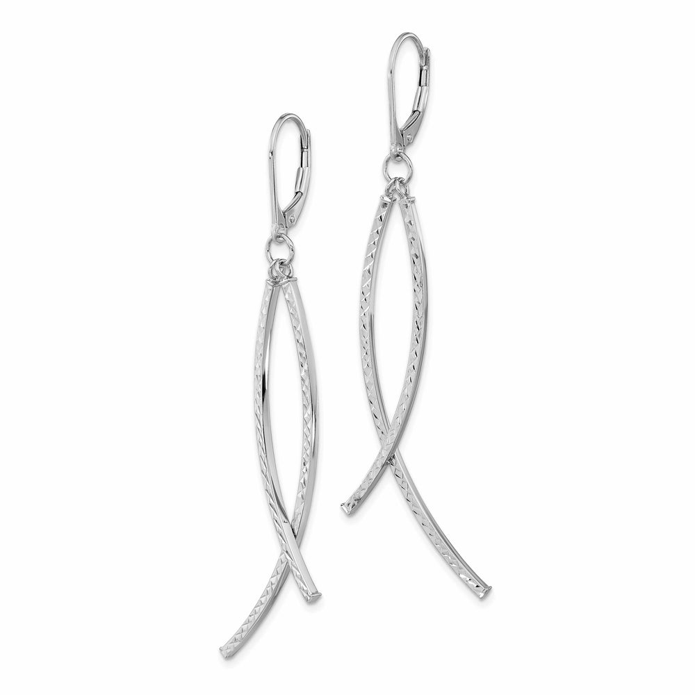 Lovely Rita's Earrings 14K White Gold Chic Polished 10 mm Diamond Cut Leverback Earrings