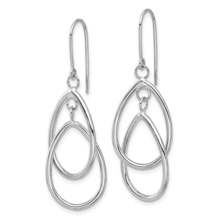 Lovely Rita's Earrings 14K White Gold Chic Polished 18.3mm Double Teardrop Wire Earrings