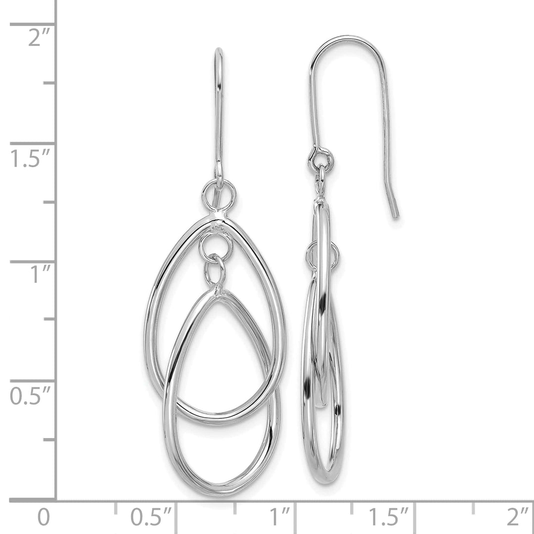Lovely Rita's Earrings 14K White Gold Chic Polished 18.3mm Double Teardrop Wire Earrings