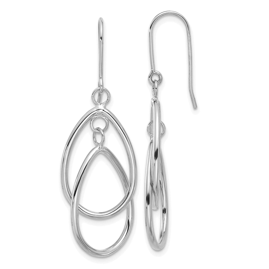Lovely Rita's Earrings 14K White Gold Chic Polished 18.3mm Double Teardrop Wire Earrings