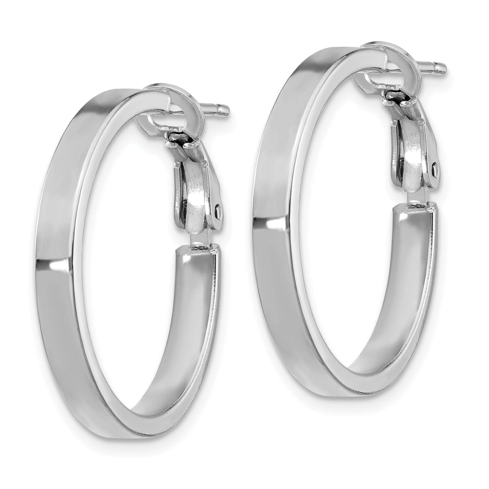 Lovely Rita's Earrings 14K White Gold Chic Polished 24.5mm Square Tube Omega Hoops