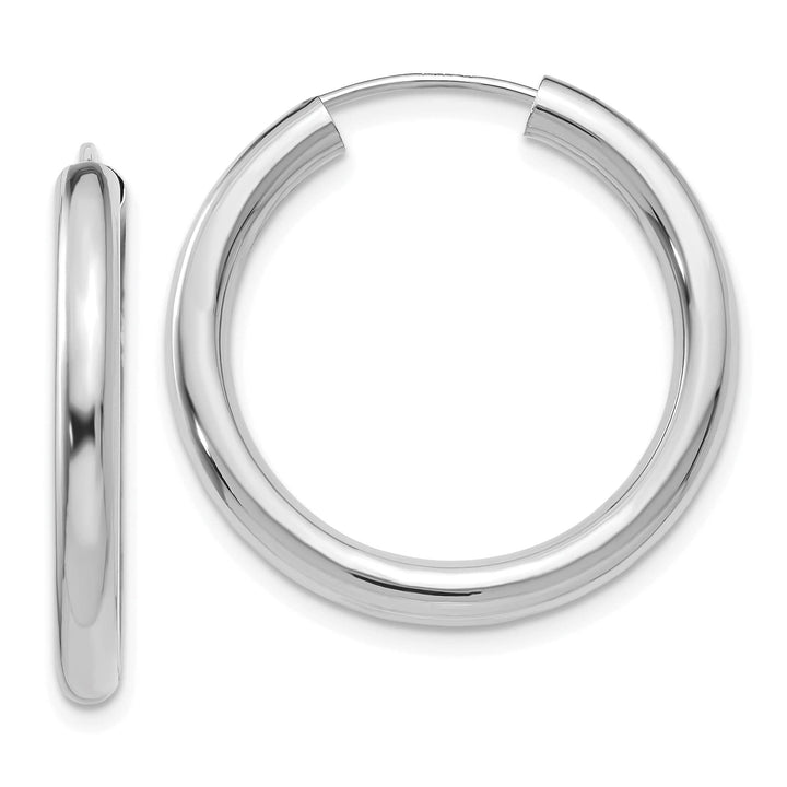 Lovely Rita's Earrings 14K White Gold Chic Polished 3.00x25mm Endless Hoop Earrings