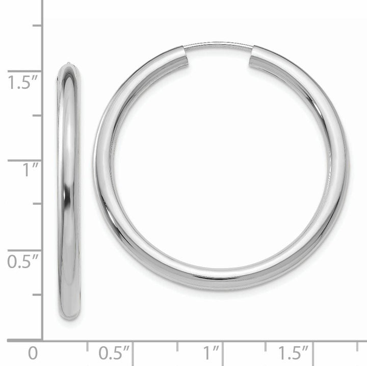 Lovely Rita's Earrings 14K White Gold Chic Polished 3.00x25mm Endless Hoop Earrings