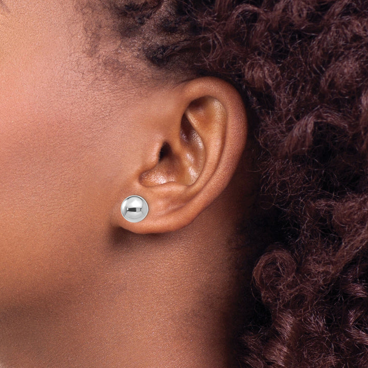 Lovely Rita's Earrings 14K White Gold Chic Polished 9mm Ball Post Earrings