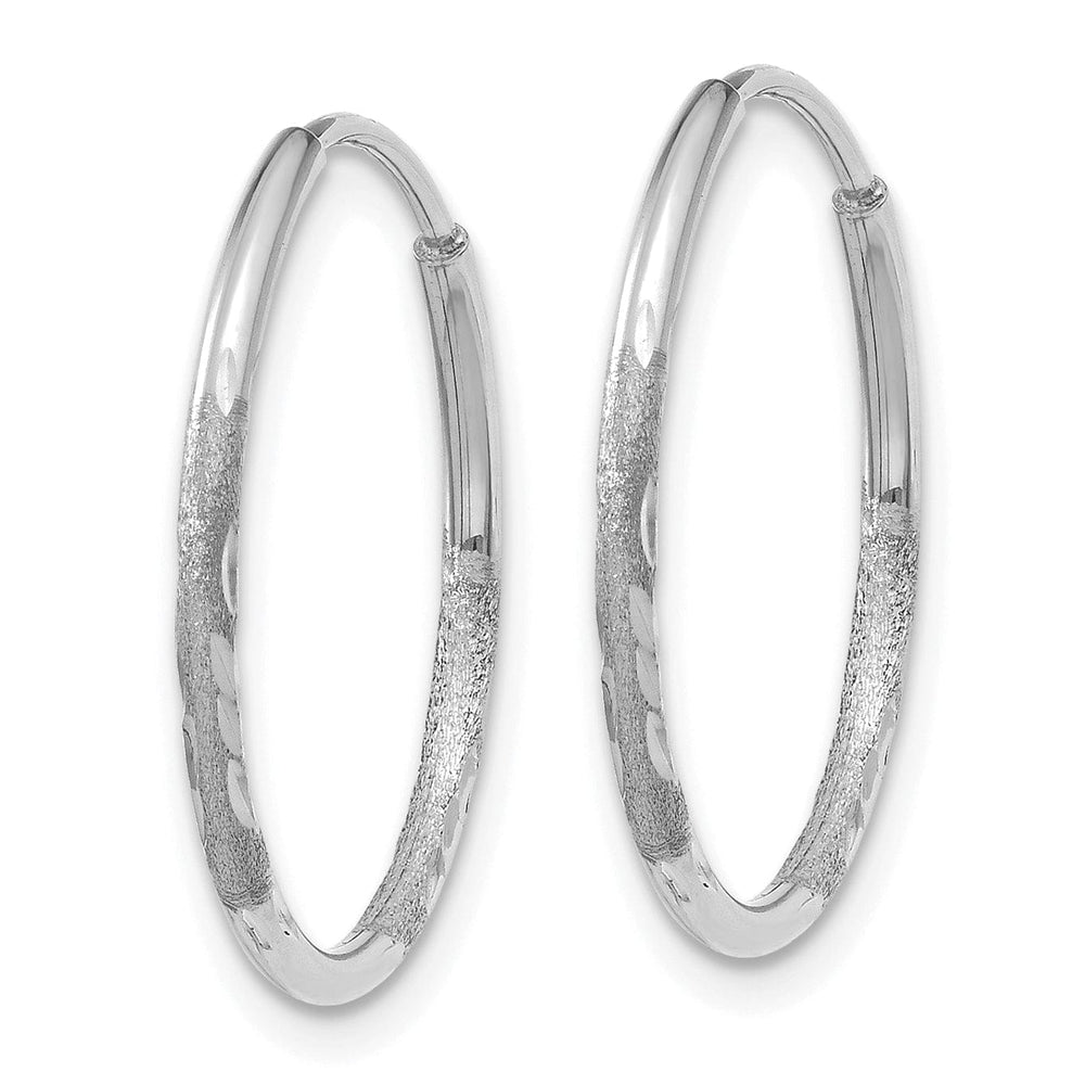 Lovely Rita's Earrings 14K White Gold Chic Satin & D.C 1.2mm x 17mm Endless Hoop Earrings