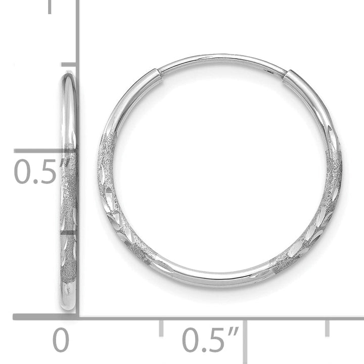 Lovely Rita's Earrings 14K White Gold Chic Satin & D.C 1.2mm x 17mm Endless Hoop Earrings