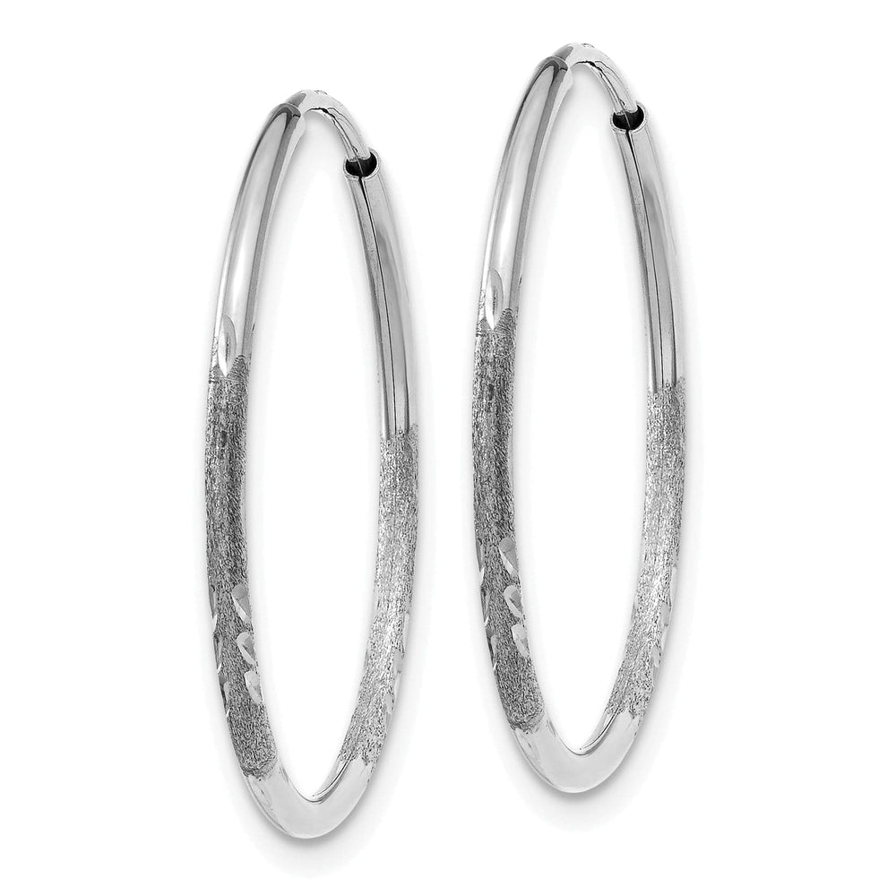 Lovely Rita's Earrings 14K White Gold Chic Satin & D.C 1.2mm x 20mm Endless Hoop Earrings
