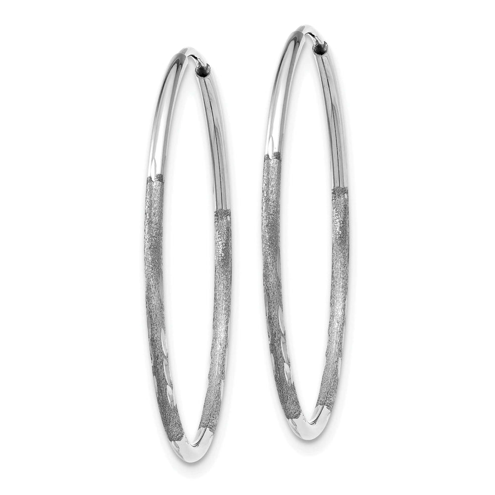 Lovely Rita's Earrings 14K White Gold Chic Satin & D.C 1.2mm x 25mm Endless Hoop Earrings