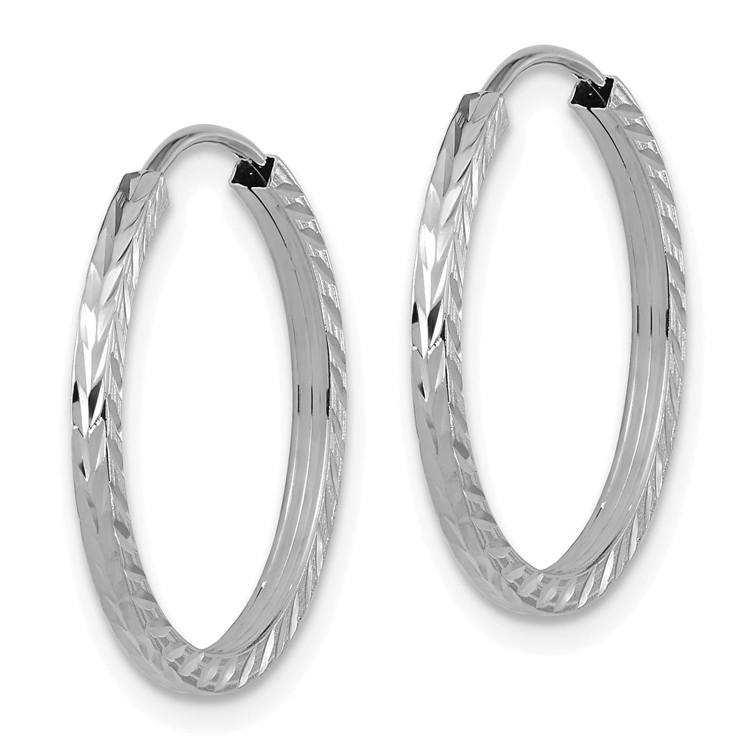 Lovely Rita's Earrings 14K White Gold Chic Square-Tube 1.35x20mm Endless Hoop Earrings
