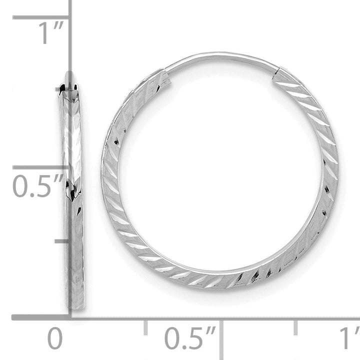 Lovely Rita's Earrings 14K White Gold Chic Square-Tube 1.35x20mm Endless Hoop Earrings