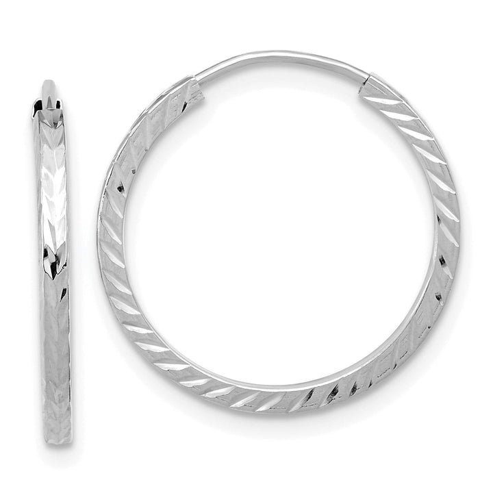 Lovely Rita's Earrings 14K White Gold Chic Square-Tube 1.35x20mm Endless Hoop Earrings